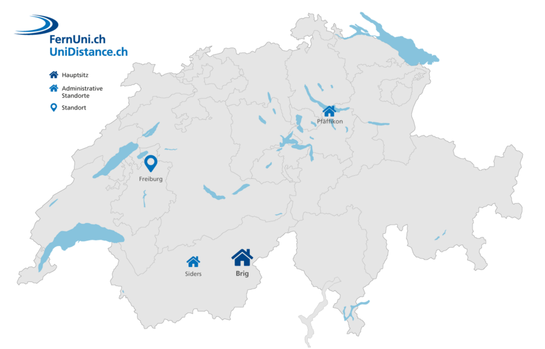 Karte der Standorte der FernUni Schweiz